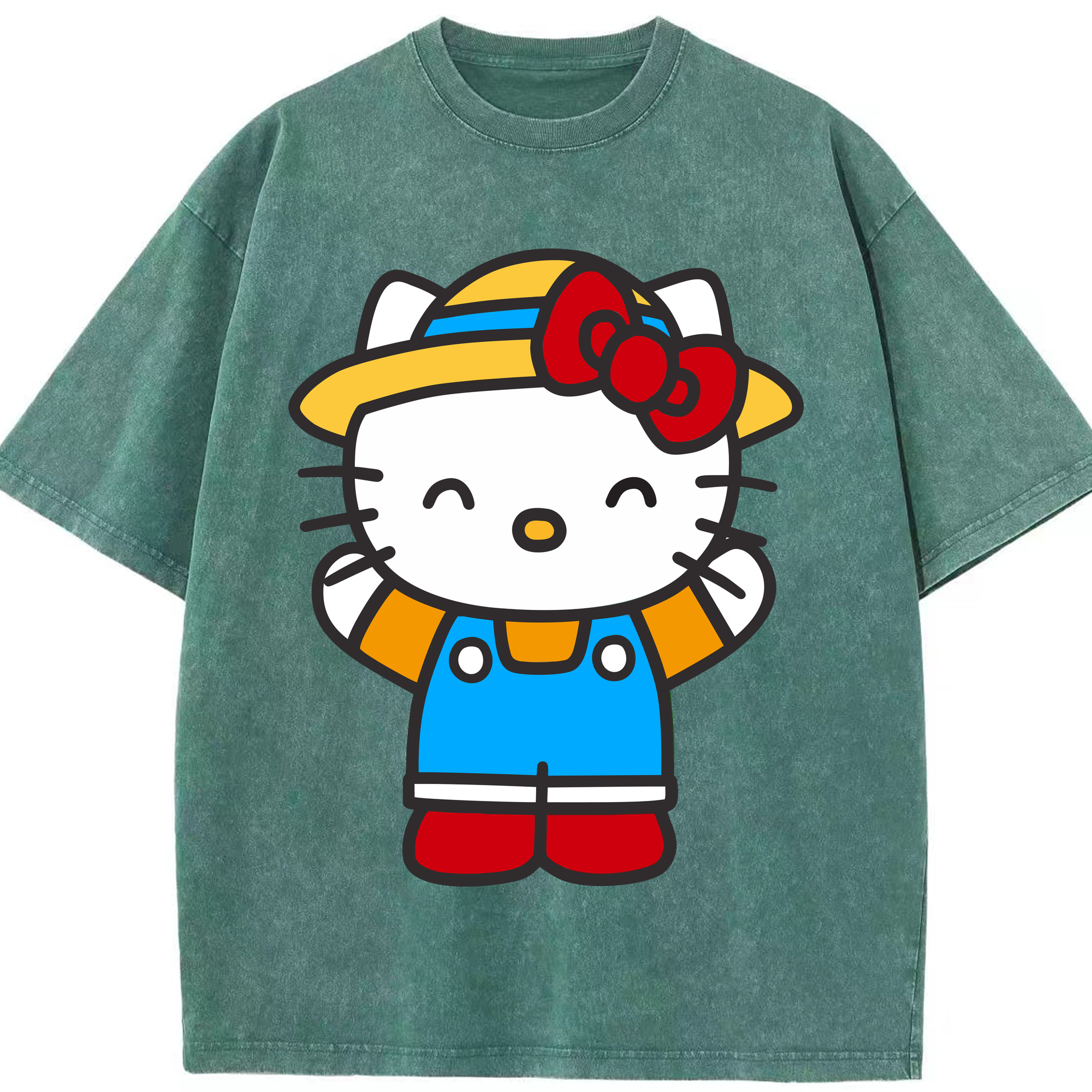 （画像用） Hello Kitty ハローキティ 綿100% ヴィンテージ風 半袖Tシャツ（フロントプリント）